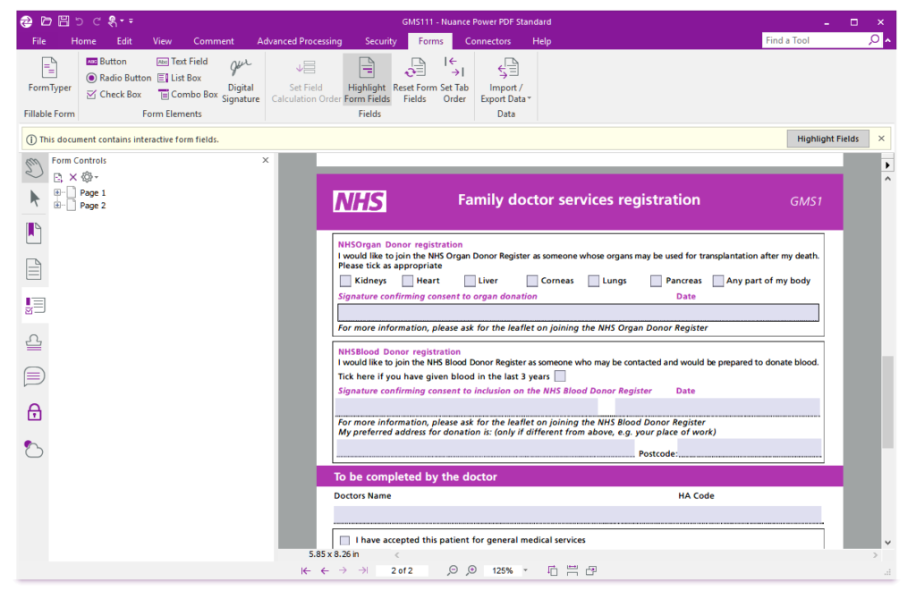 Power PDF 2 automatically creates text and data inputs for your existing forms, making them completely interactive in a couple of clicks!